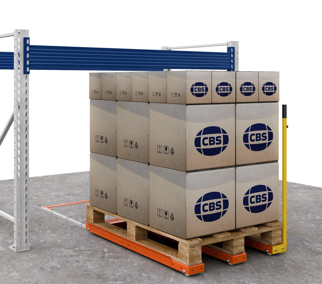 Sistema a terra per estrazione pallet con accessorio